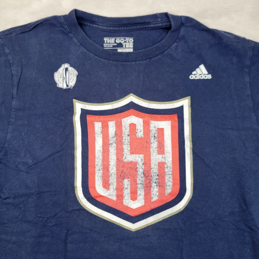 Team USA Hockey Shirt Mens Medium Adidas Team Club World Cup 2016 Crewneck Adult